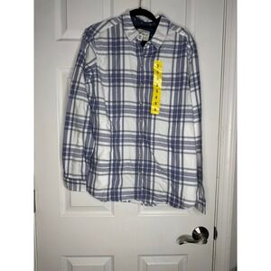 JACHS‎ GIRLFRIEND NWT Blue White Buttondown Flannel Size S